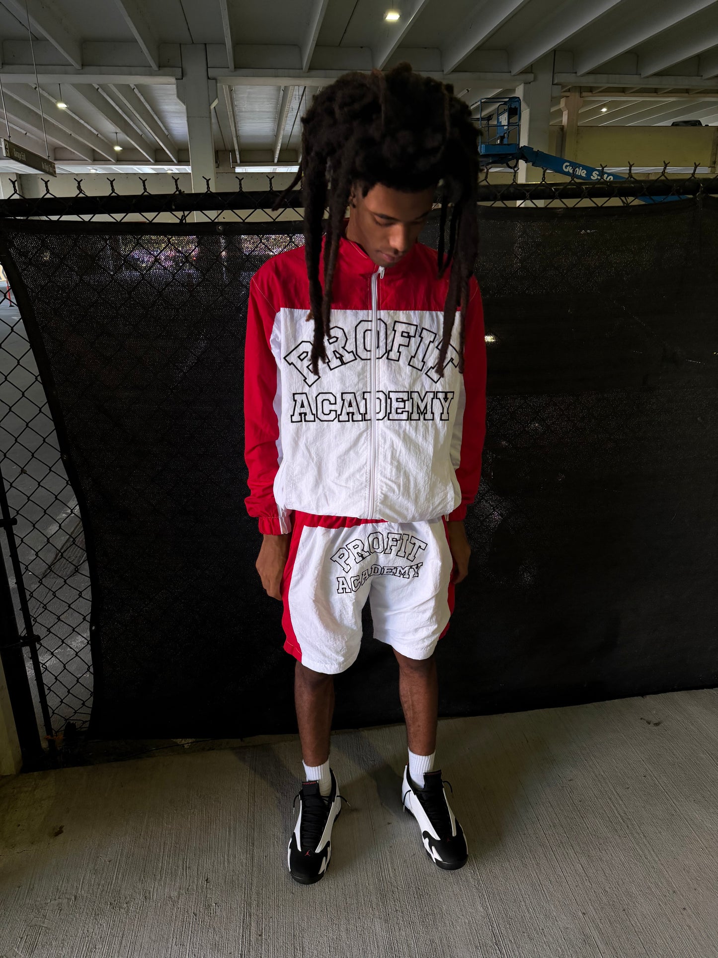Red “Profit Academy” Windbreaker Set