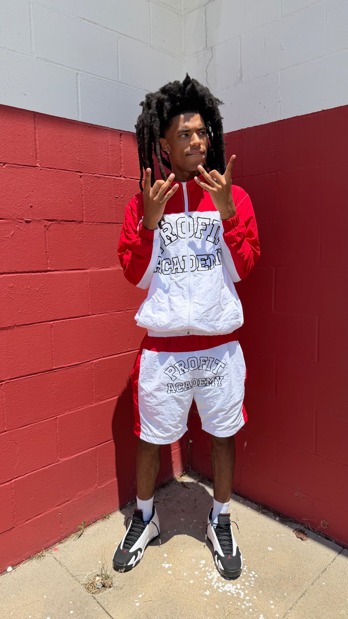 Red “Profit Academy” Windbreaker Set