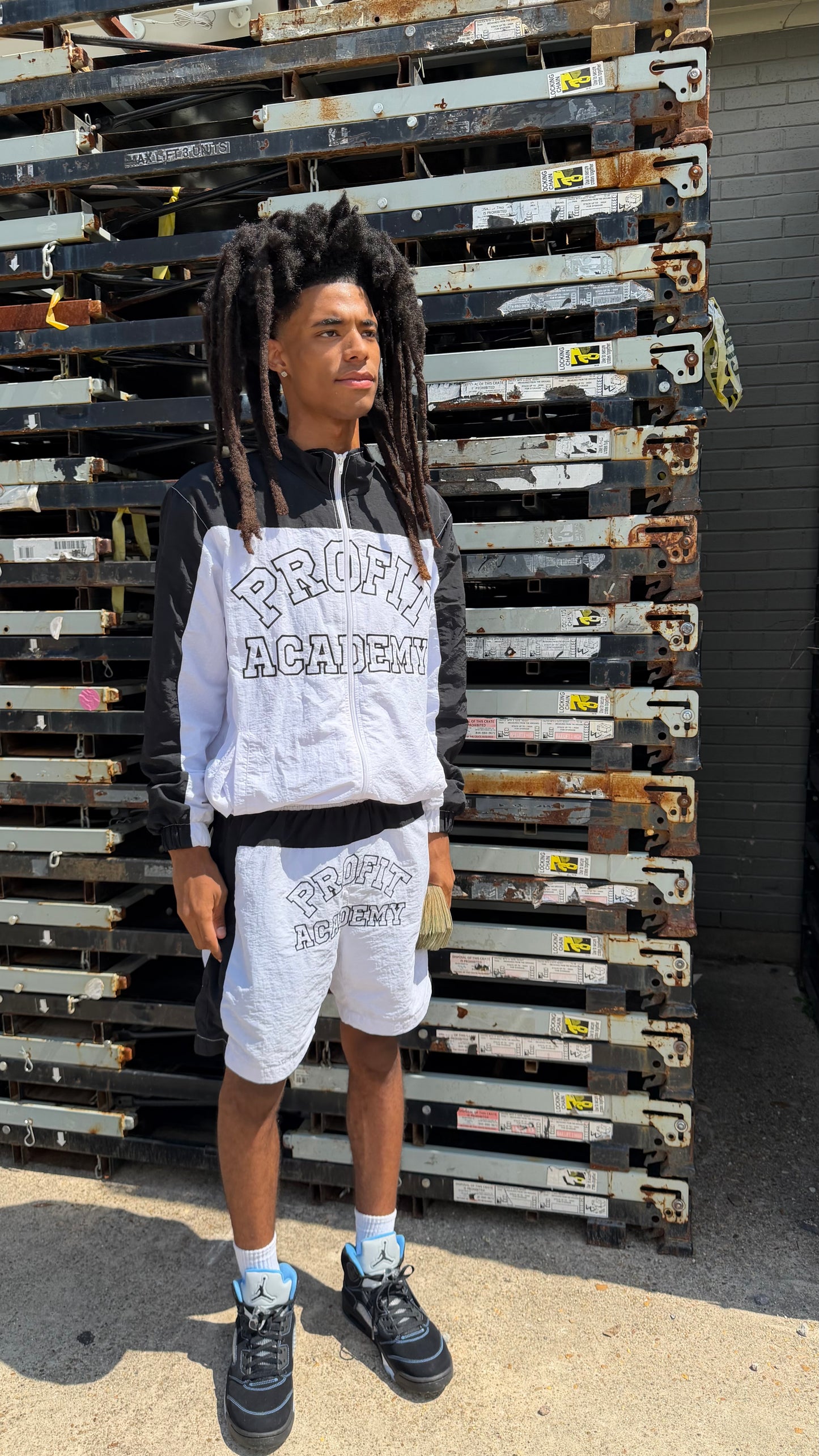 Black "Profit Academy" Windbreaker Set
